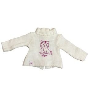 American Girl Doll Sugar Outfit Sweater Top White Pink Dog Knit